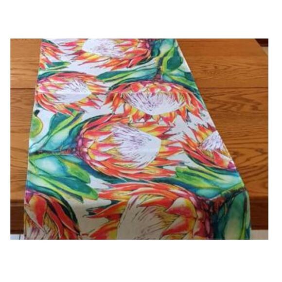 Protea Floral Table Runner-Global Mosaic-South African-Bright Vibrant Design-NEW - Picture 1 of 6